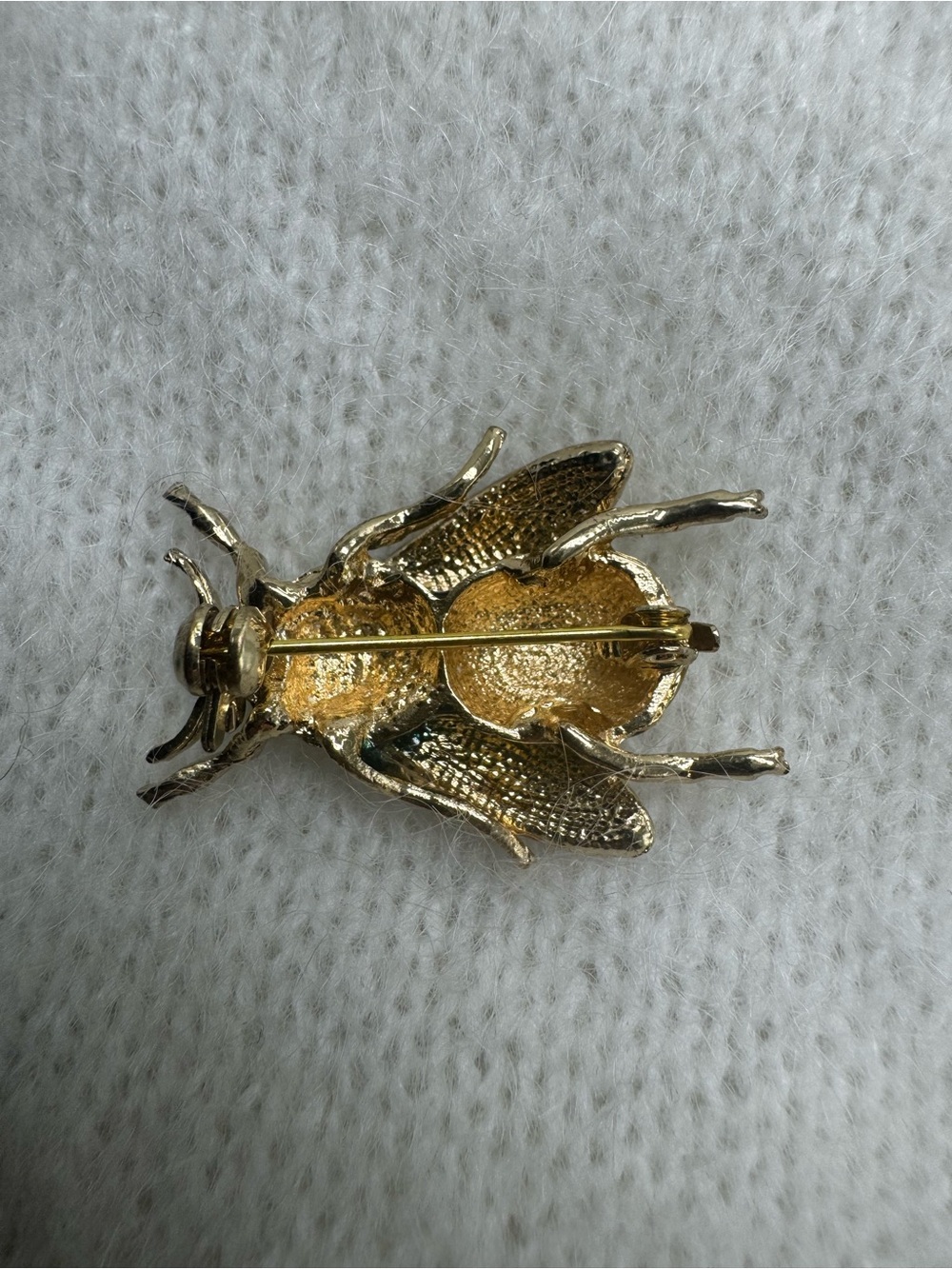 Iridescent Green Beetle Brooch Gold Tone Insect Pin - Picture 6 of 6
